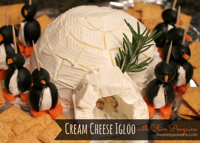 How To Make A Cheese Ball Igloo With Olive Penguins Mommysavers