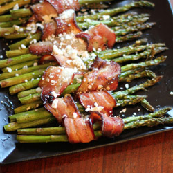 bacon-wrapped asparagus with feta