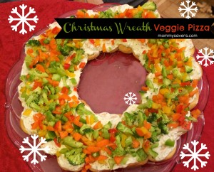 Christmas Wreath Appetizer: Christmas Wreath Veggie Pizza