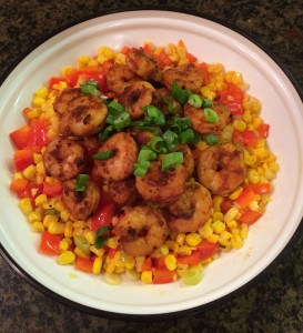 Chile Dusted Shrimp with Corn and Peppers