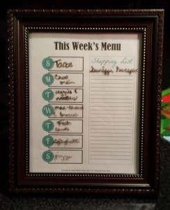 menu plan dry erase