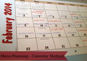 menu planning calendar