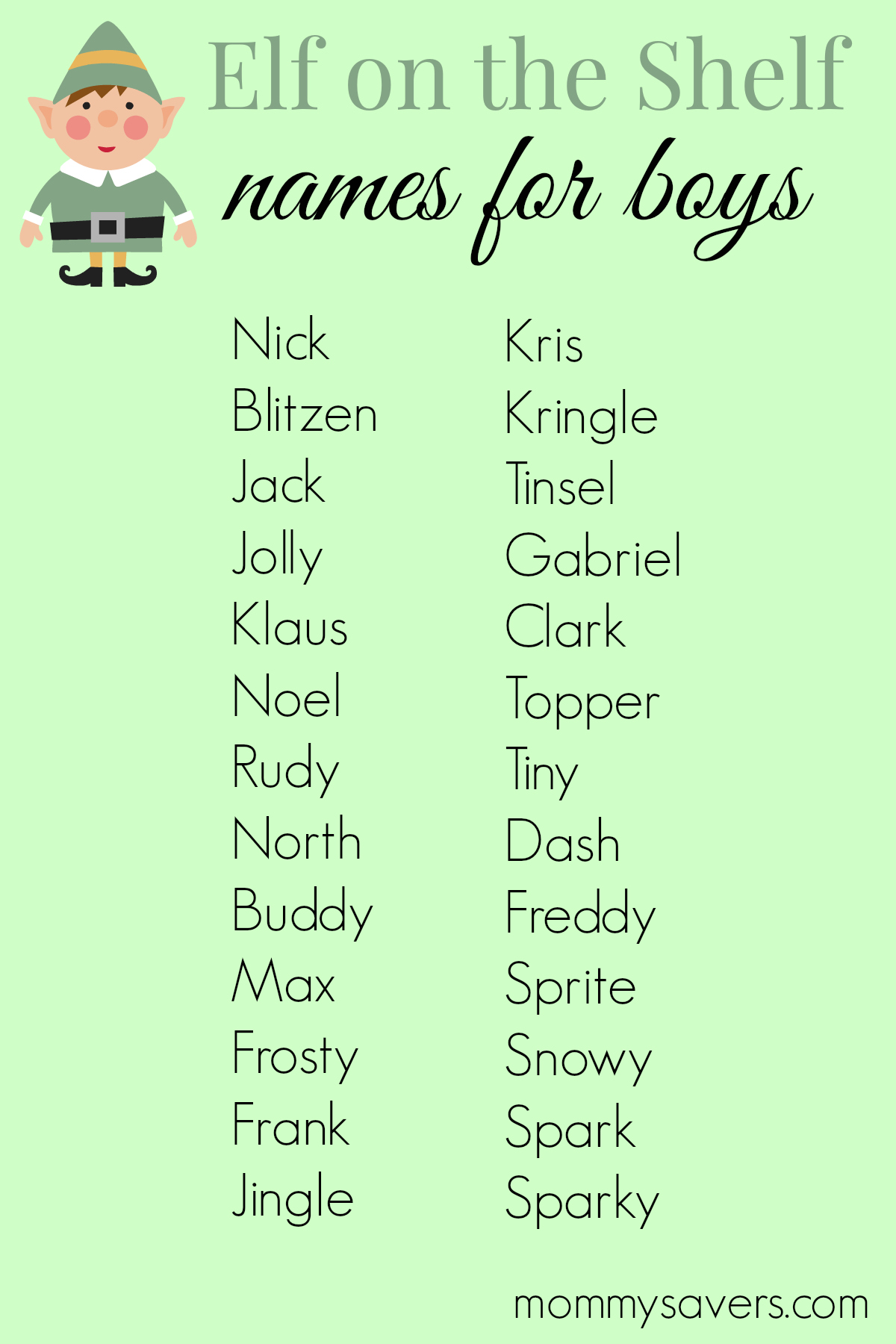 Elf On The Shelf Names For Boys Mommysavers