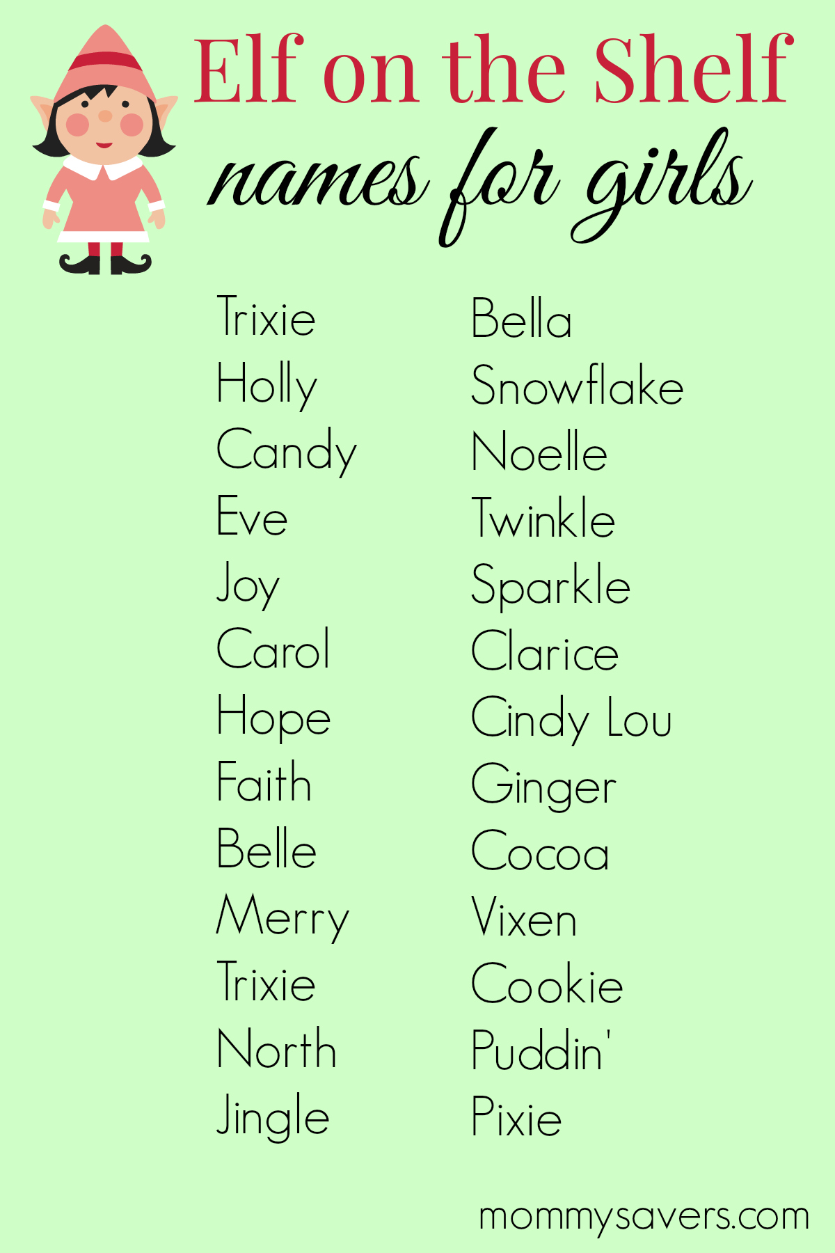 Elf on the Shelf Names for Girls - Mommysavers
