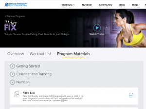 21 Day Fix Foods List in Program Materials on BOD