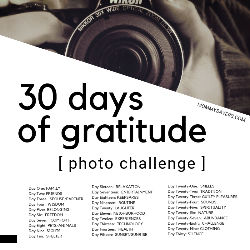 30 Day Gratitude Photo Challenge Mommysavers