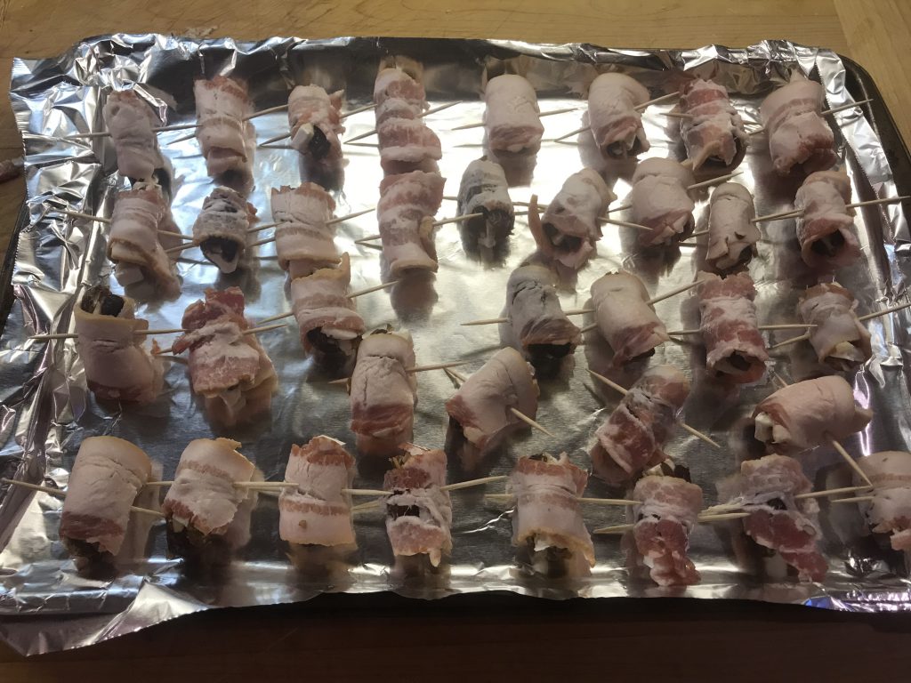 Bacon Wrapped Dates with Brie:  Party Poppers